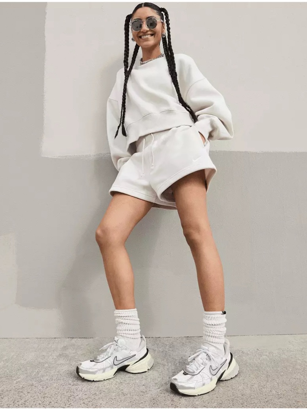 Nike Women's White and Silver Athletic Sneakers with Black Swoosh